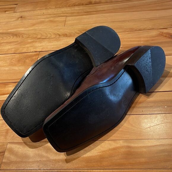 Fratelli deep burnished brown woven accent slip on leather loafers. Size 10. - Picture 6 of 10